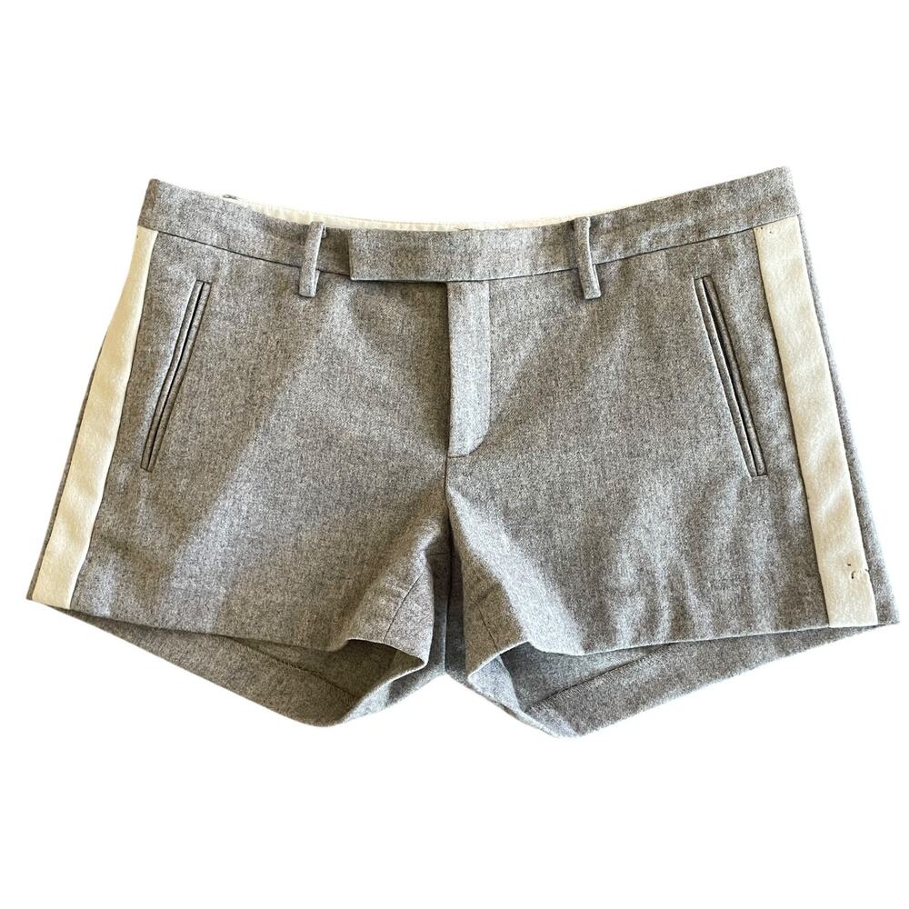 RALPH LAUREN RUGBY Women’s Size 2 Gray Cream Wool Blend Front Zip Pockets Shorts